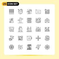 Pack of 25 creative Lines of saving dollar space currency comment Editable Vector Design Elements