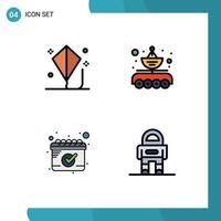 Universal Icon Symbols Group of 4 Modern Filledline Flat Colors of child transfer play car date Editable Vector Design Elements