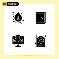 Set of 4 Modern UI Icons Symbols Signs for autumn home gate nature door internet Editable Vector Design Elements