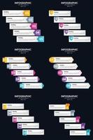 plantilla de diapositiva de presentación del paquete de infografías vectoriales 6 diagramas de ciclo de 5 pasos y líneas de tiempo vector