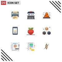 conjunto de 9 iconos de interfaz de usuario modernos símbolos signos para la compra de alimentos construir carro móvil elementos de diseño vectorial editables vector