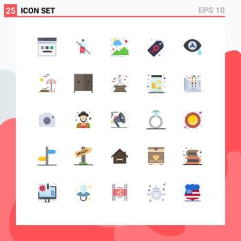 25 Flat Color concept for Websites Mobile and Apps mutation tag whiskey price sun rise Editable Vector Design Elements