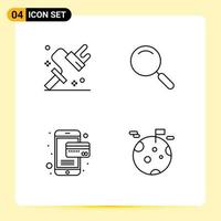 4 Universal Line Signs Symbols of dye online tool magnify planet Editable Vector Design Elements