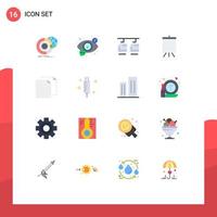 Mobile Interface Flat Color Set of 16 Pictograms of copy board view art transportation Editable Pack of Creative Vector Design Elements
