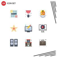 User Interface Pack of 9 Basic Flat Colors of copy studio siphon movie gear Editable Vector Design Elements