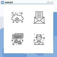 Stock Vector Icon Pack of 4 Line Signs and Symbols for cloud keyboard communication interface typing Editable Vector Design Elements