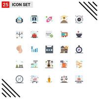 Flat Color Pack of 25 Universal Symbols of time winner webcam cup shopping Editable Vector Design Elements