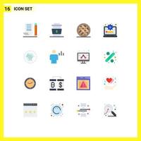 Pack of 16 Modern Flat Colors Signs and Symbols for Web Print Media such as management system laptop fast pumpkin dessert Editable Pack of Creative Vector Design Elements