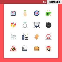 Universal Icon Symbols Group of 16 Modern Flat Colors of diamond wedding next love whistle Editable Pack of Creative Vector Design Elements