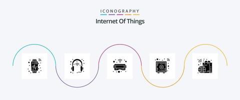 Internet Of Things Glyph 5 Icon Pack Including retail. safe box. set. locker. smart vector