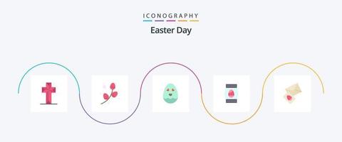 Easter Flat 5 Icon Pack Including egg. massege. egg. holiday. bottle vector