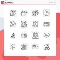 Set of 16 Vector Outlines on Grid for fun startup diet project development Editable Vector Design Elements