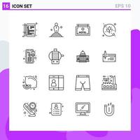 Universal Icon Symbols Group of 16 Modern Outlines of banking plant movie leaf board Editable Vector Design Elements