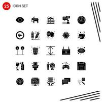 Pack of 25 Modern Solid Glyphs Signs and Symbols for Web Print Media such as holiday skin wound communication skin infection infected wound Editable Vector Design Elements