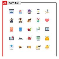 Set of 25 Modern UI Icons Symbols Signs for privacy hand costume security device Editable Vector Design Elements