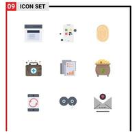 Set of 9 Modern UI Icons Symbols Signs for medical aid first aid kit pay scanning scan Editable Vector Design Elements