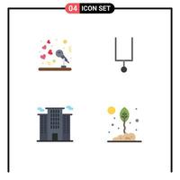 4 Universal Flat Icon Signs Symbols of marriage place reception tuning fork agriculture Editable Vector Design Elements