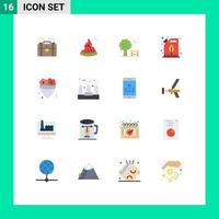 User Interface Pack of 16 Basic Flat Colors of food oil chair energy can Editable Pack of Creative Vector Design Elements