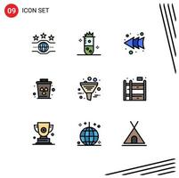 9 iconos creativos signos y símbolos modernos de basura de datos entorno de contaminación de fusión nuclear elementos de diseño de vectores editables