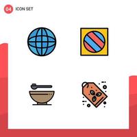 4 iconos creativos signos y símbolos modernos de equipos de cuenco de automatización que editan elementos de diseño de vectores editables de cocina