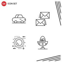 4 Universal Line Signs Symbols of car eco contact envelope environment Editable Vector Design Elements
