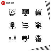 Solid Glyph Pack of 9 Universal Symbols of food pop shopping ice tub Editable Vector Design Elements