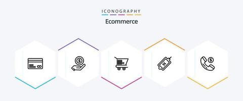 Ecommerce 25 Line icon pack including shopping. ecommerce. cart. tag. market vector