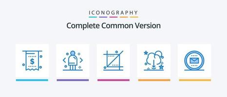 Complete Common Version Blue 5 Icon Pack Including download save. cloud. direction. tools. graphic. Creative Icons Design vector