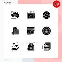 Group of 9 Modern Solid Glyphs Set for savings business oven accumulation blood Editable Vector Design Elements