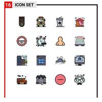 Set of 16 Modern UI Icons Symbols Signs for timer mother drink love roof Editable Creative Vector Design Elements