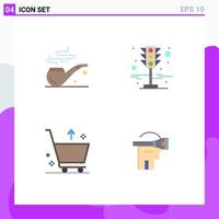 Modern Set of 4 Flat Icons and symbols such as pipe e signal traffic virtual Editable Vector Design Elements