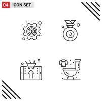 4 User Interface Line Pack of modern Signs and Symbols of gear online settings winner shopping Editable Vector Design Elements