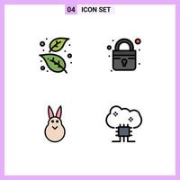 Universal Icon Symbols Group of 4 Modern Filledline Flat Colors of ash easter nature lock rabbit Editable Vector Design Elements