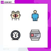 4 Filledline Flat Color concept for Websites Mobile and Apps conspiracy yen mystery human cards Editable Vector Design Elements