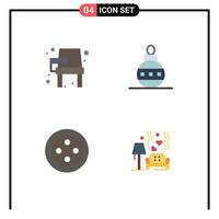 Set of 4 Vector Flat Icons on Grid for chair sew learning easter lump Editable Vector Design Elements