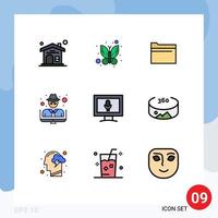 9 Creative Icons Modern Signs and Symbols of panorama screen data monitor thief Editable Vector Design Elements