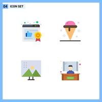 Pack of 4 Modern Flat Icons Signs and Symbols for Web Print Media such as business image editing cream summer photo editing Editable Vector Design Elements