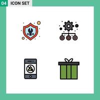 Set of 4 Modern UI Icons Symbols Signs for fix mute repair management technology Editable Vector Design Elements