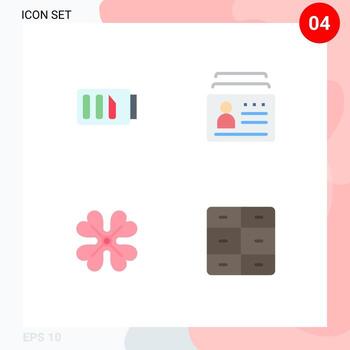 grupo de 4 iconos planos modernos establecidos para elementos de diseño vectorial editables de flor de documento simple de anémona de carga vector