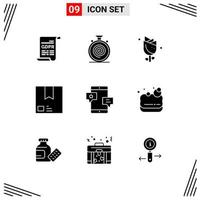 User Interface Pack of 9 Basic Solid Glyphs of product commerce slow e holiday Editable Vector Design Elements