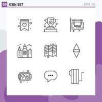 Mobile Interface Outline Set of 9 Pictograms of tri fold sold flyer canada Editable Vector Design Elements