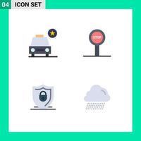 4 Creative Icons Modern Signs and Symbols of car lock vehicles journey cloud Editable Vector Design Elements