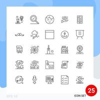 Group of 25 Modern Lines Set for phone medical boy dinner serve Editable Vector Design Elements