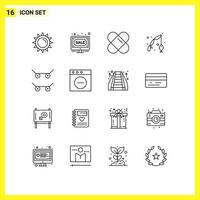 Stock Vector Icon Pack of 16 Line Signs and Symbols for app skateboard sale hobby fishing Editable Vector Design Elements