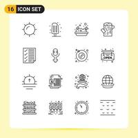 16 Thematic Vector Outlines and Editable Symbols of report document junk data wood Editable Vector Design Elements