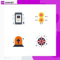 4 Flat Icon concept for Websites Mobile and Apps phone transportation player station halloween cross Editable Vector Design Elements