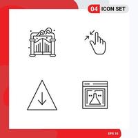 Modern Set of 4 Filledline Flat Colors Pictograph of gate fall contract pinch flask Editable Vector Design Elements