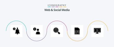 paquete de iconos de glifo 5 web y redes sociales que incluye . sim mirar. sim móvil. usuario vector