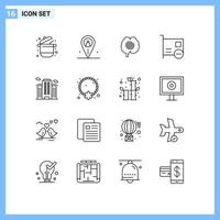 Stock Vector Icon Pack of 16 Line Signs and Symbols for hardware computers navigation card hypnosis Editable Vector Design Elements