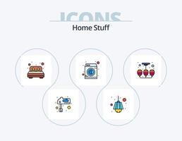 paquete de iconos llenos de línea de cosas para el hogar 5 diseño de iconos. ventilador. imagen. mano. fotografía. cámara vector